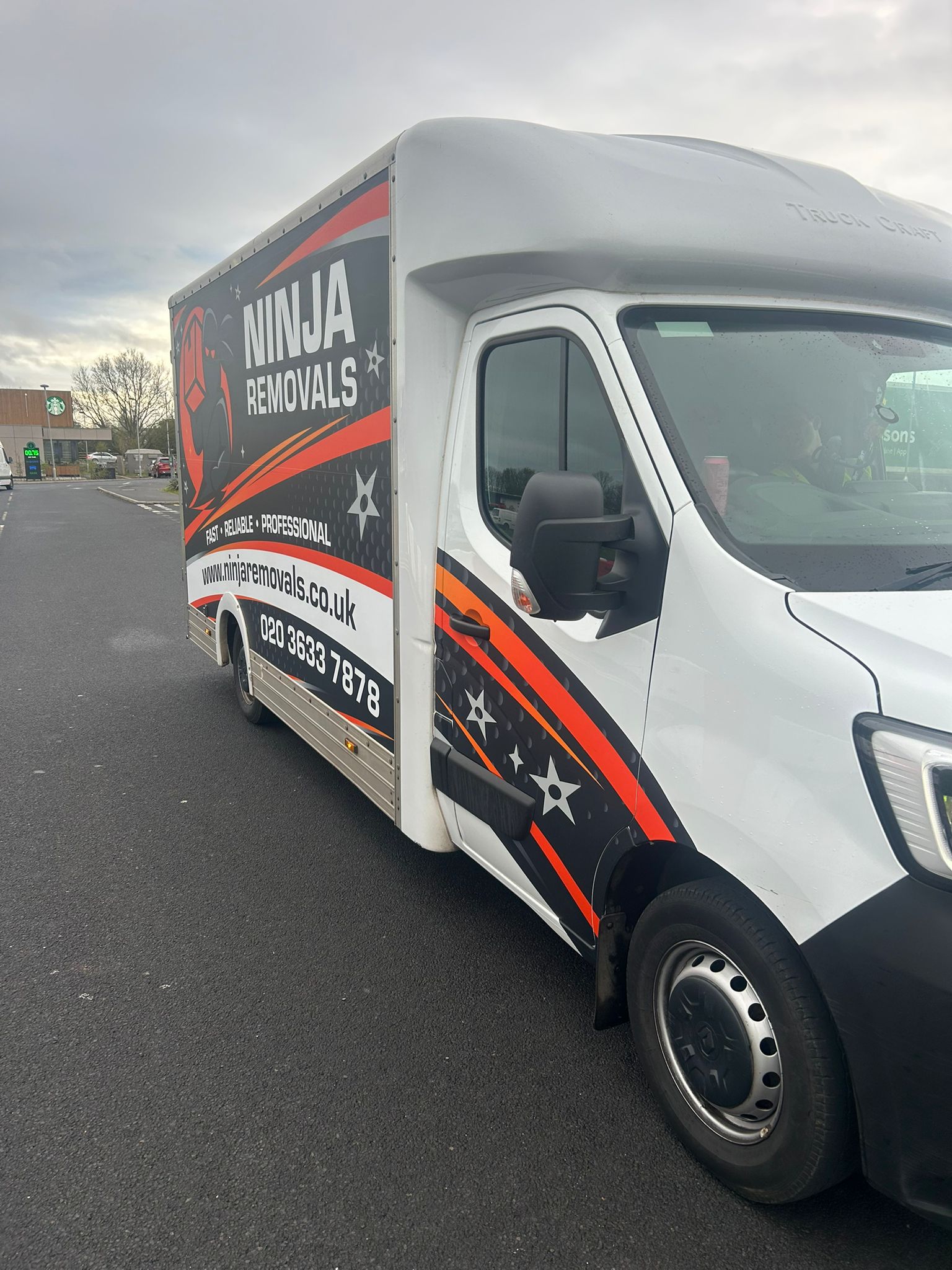 Ninja Removals branded van parked and ready for removals work